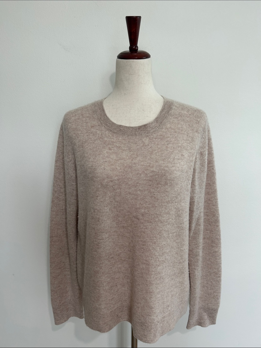 ANTONIO MELANI Taupe 100% Cashmere Crewneck Sweater Size Large EUC